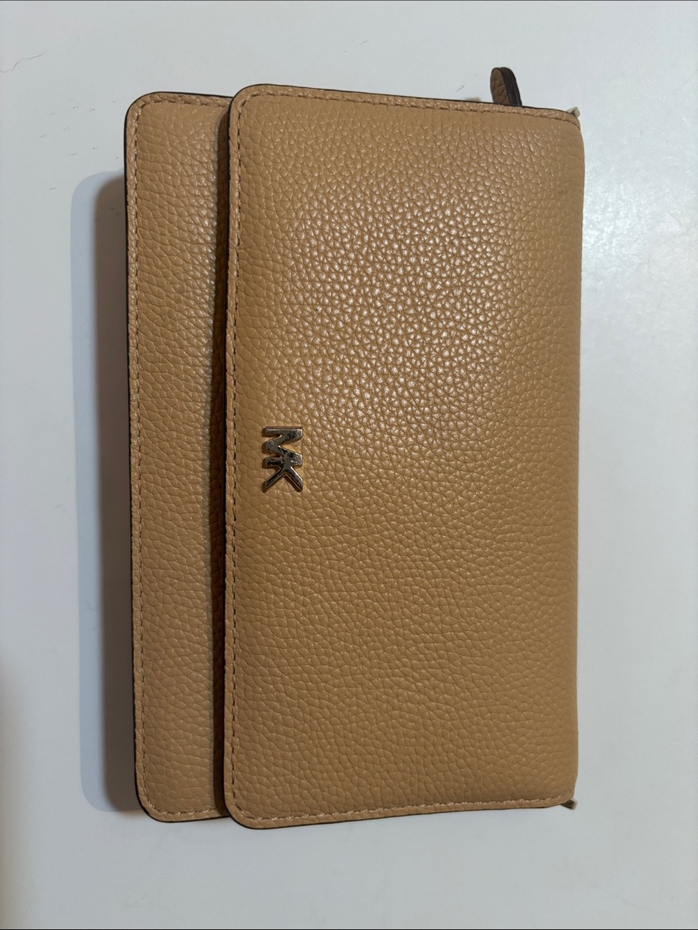 Michael Kors Pebbled Leather Wallet in Camel Tan